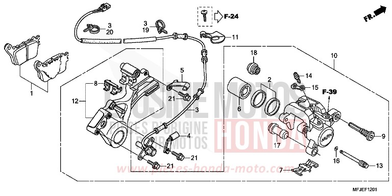 ETRIER DE FREIN ARRIERE (CBR600RA) de CBR600RR ABS GRAPHITE BLACK (NHB01) 2012